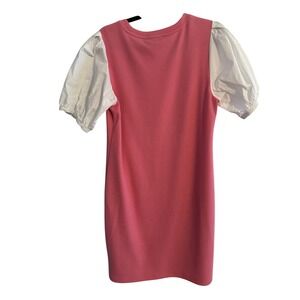 Tommy Hilfiger Pink Knit Dress White Puff Sleeve Short‎ Sleeve Casual
